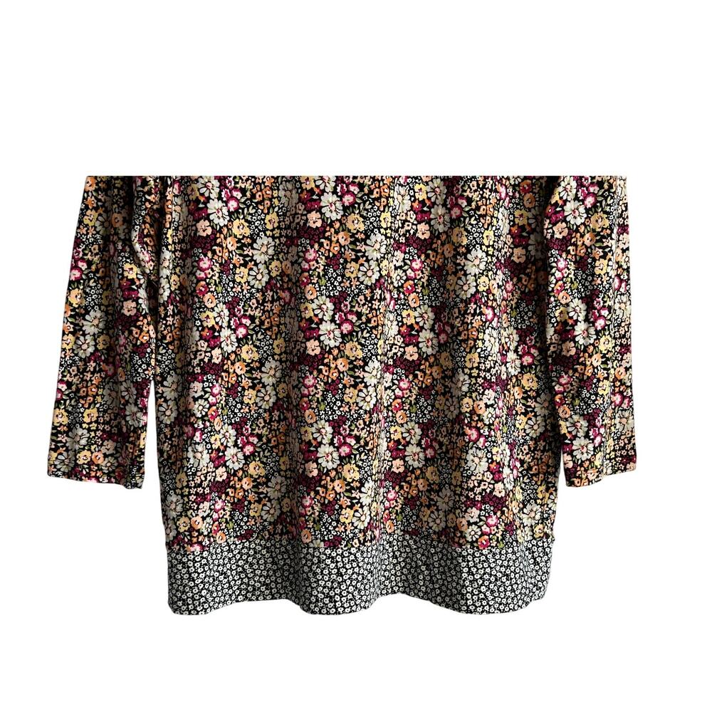 J. JILL AMELIA FLORAL PLEAT BACK EASY TEE THREE QUARTER SLEEVE TOP MULTI XSMALL - Picture 6 of 11